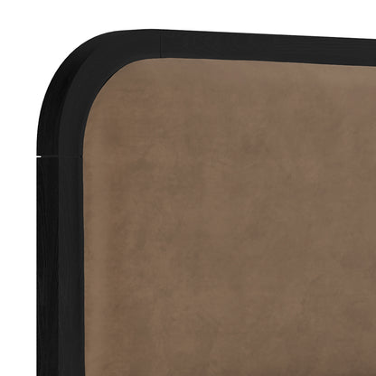 Black Framed Light brown fabric Double Bed