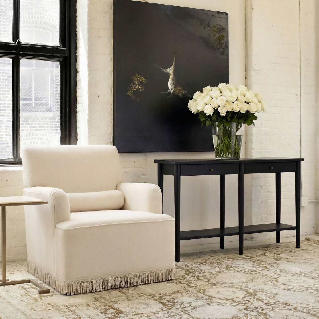 Soft Cream Velvet Armchair in neutral coloured living space