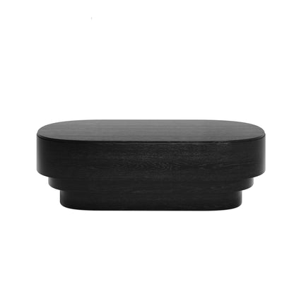 Matte black wood oval coffee table