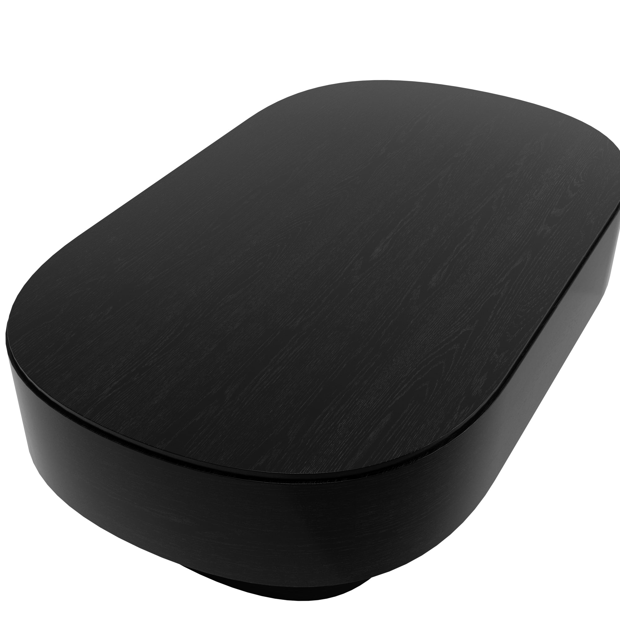 Matte black wood oval coffee table