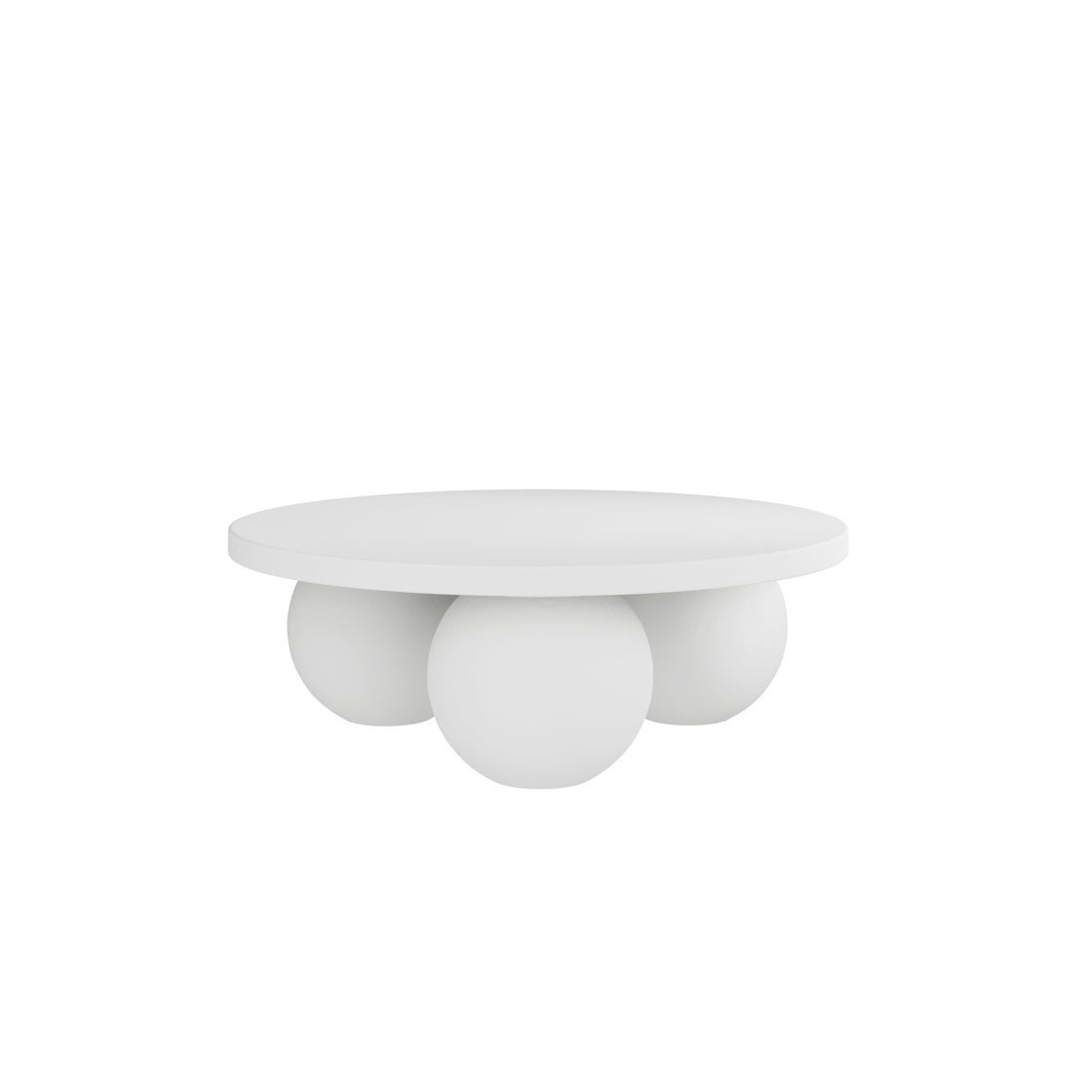 Round White Modern Coffee Table with Ball shaped legs
