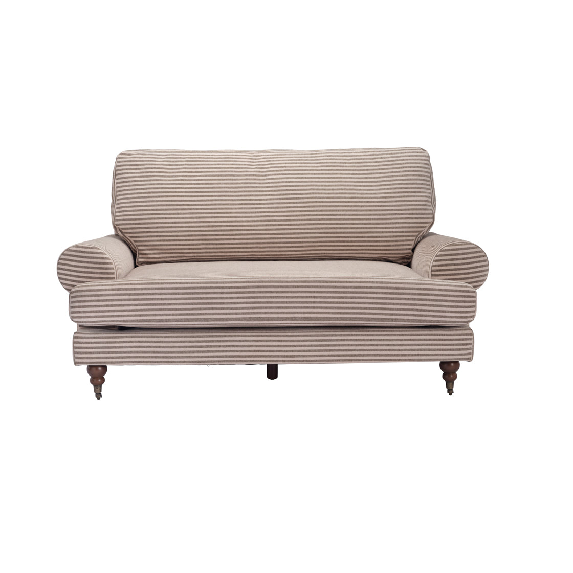 Grey Striped Chenille 2 seater Sofa with Wooden Legs