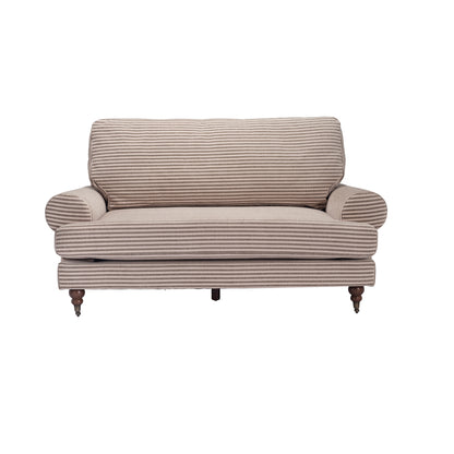 Grey Striped Chenille 2 seater Sofa with Wooden Legs