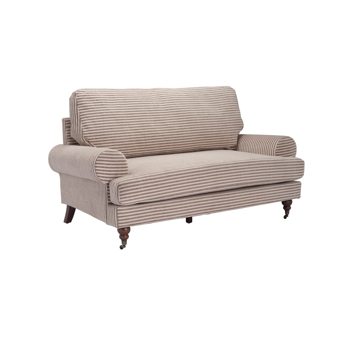Grey Striped Chenille 2 seater Sofa with Wooden Legs