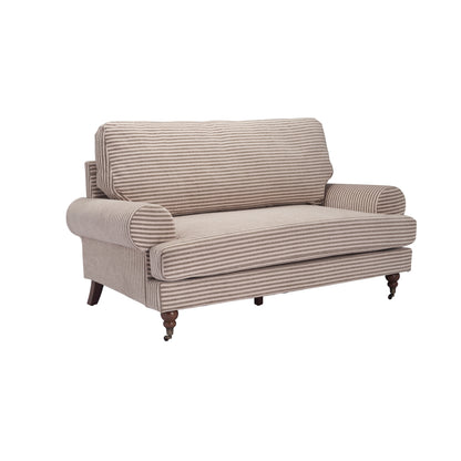 Grey Striped Chenille 2 seater Sofa with Wooden Legs