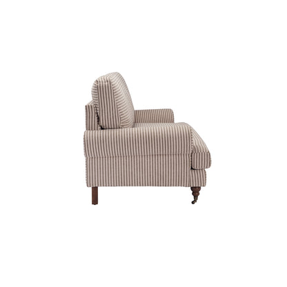 Grey Striped Chenille 2 seater Sofa with Wooden Legs