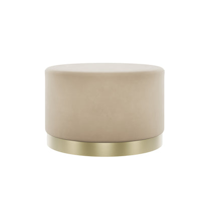 Fitzrovia Pouffe Beige Velvet / Brushed Gold Large