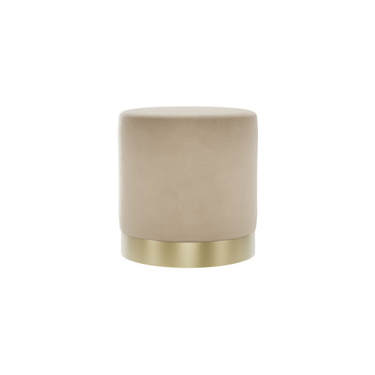 Fitzrovia Pouffe Beige Velvet / Brushed Gold Small