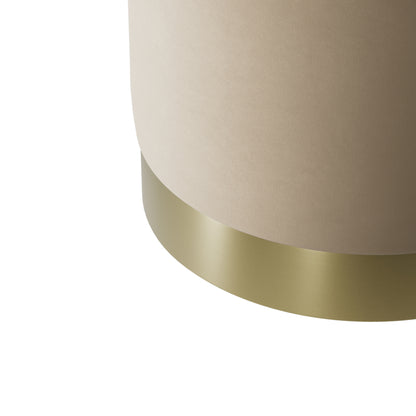 Fitzrovia Pouffe Beige Velvet / Brushed Gold Small