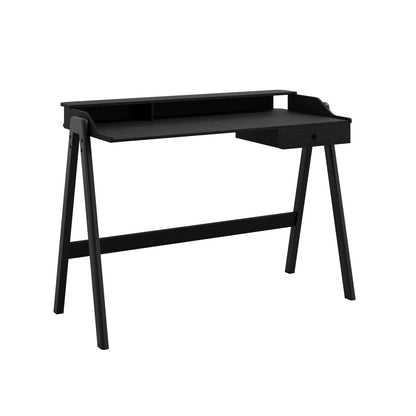Matte black desk with single drawer 