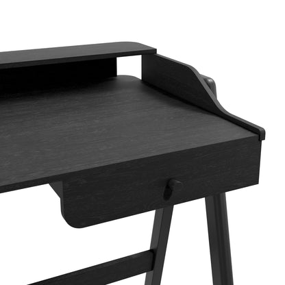 Matte black desk with single drawer 