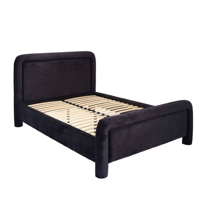 Black Soft Chenille King Bed