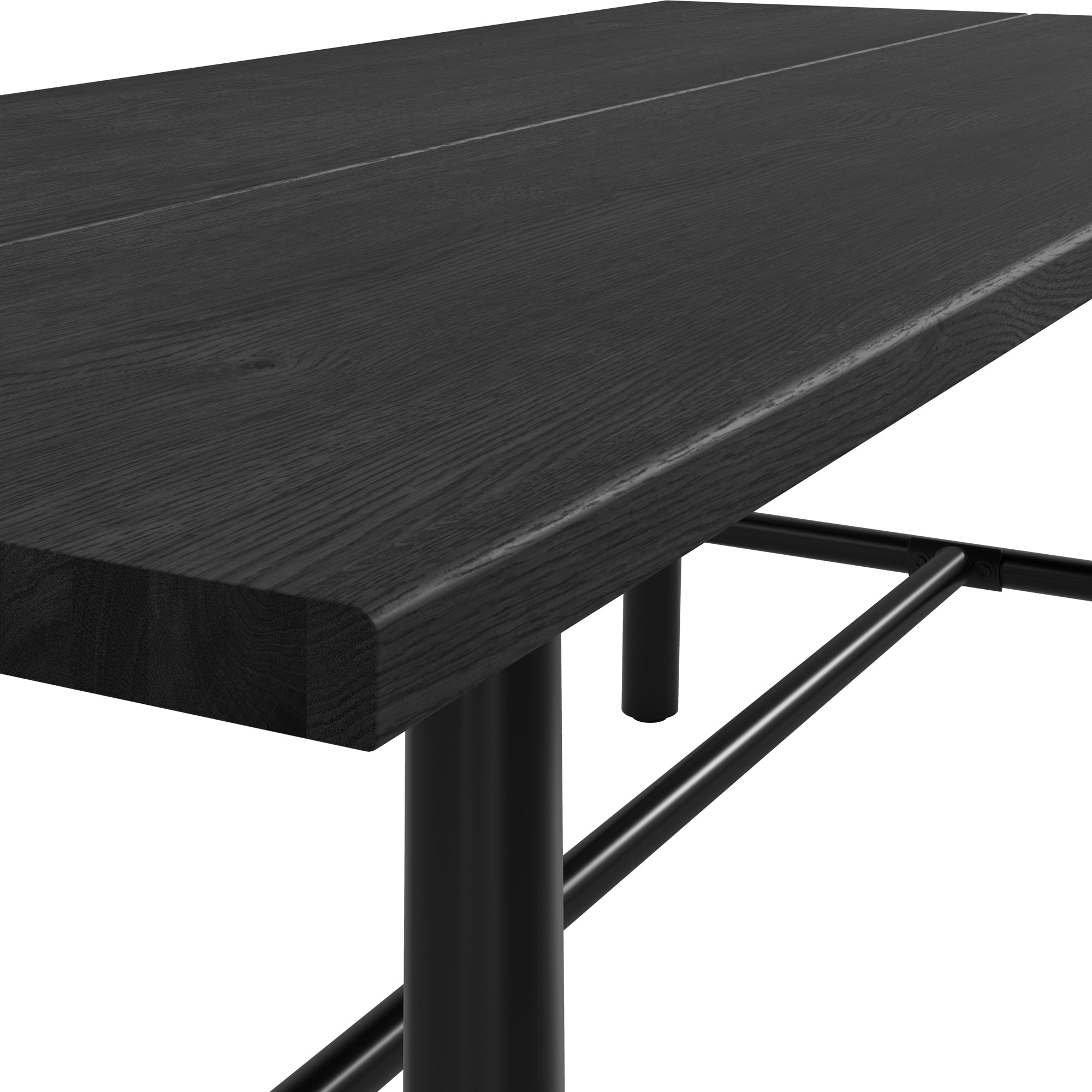 Long black wooden dining table 