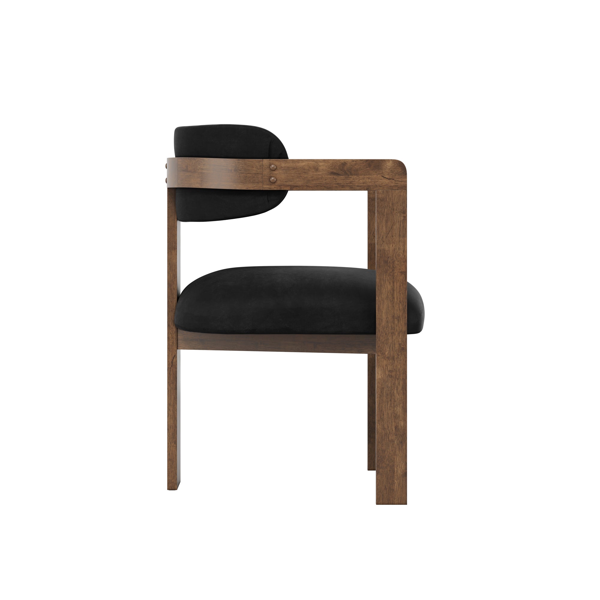 Modern black armchair with wooden accents