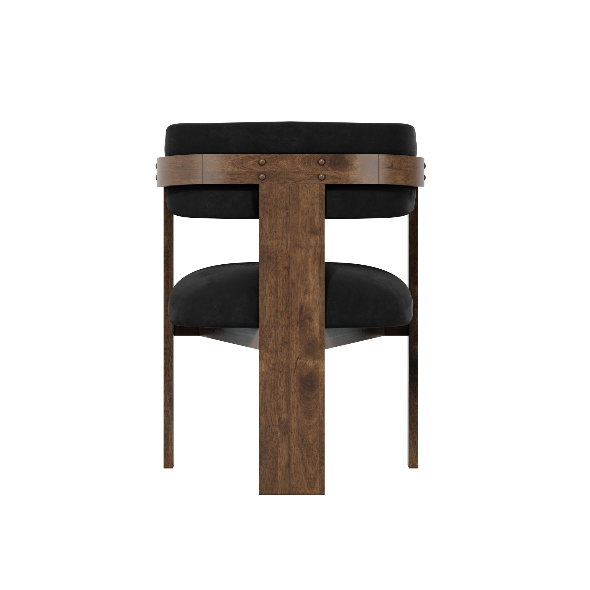 Modern black armchair with wooden accents