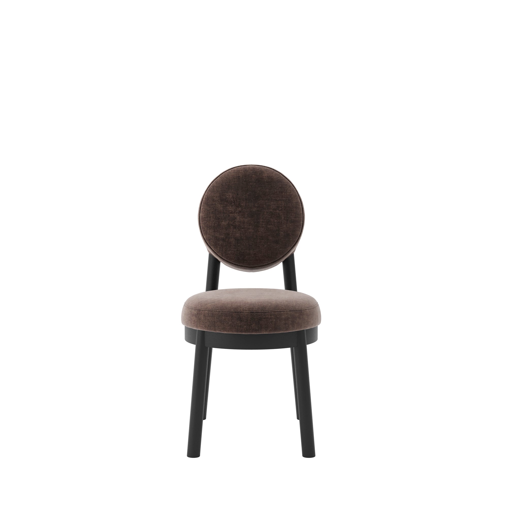 Modern black dining chair with wooden accents and brown cushion