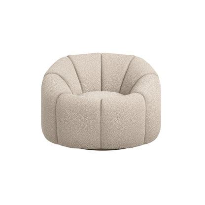 Beige boucle round swivel accent chair