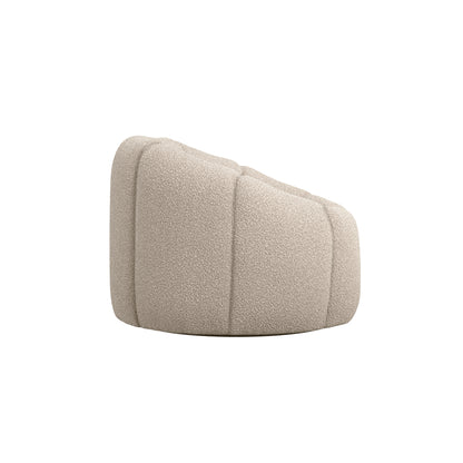 Beige boucle round swivel accent chair