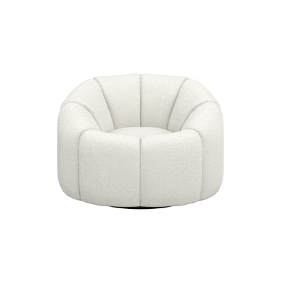 Round beige boucle accent chair