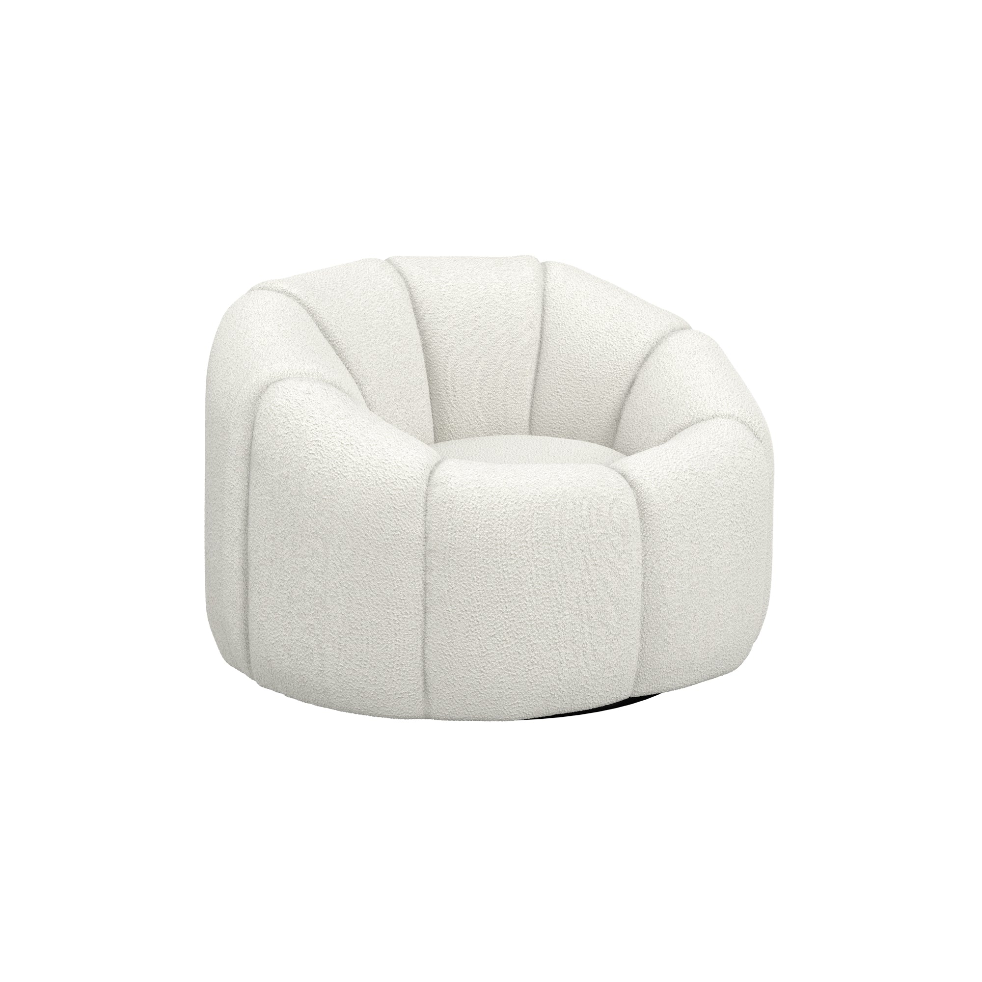 Round beige boucle accent chair