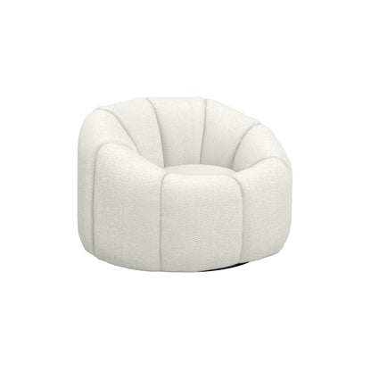 Round beige boucle accent chair