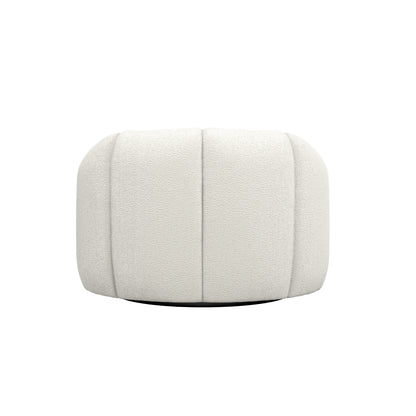 Round beige boucle accent chair