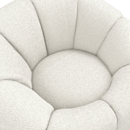Round beige boucle accent chair