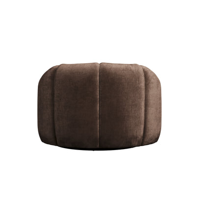 Round brown boucle accent chair