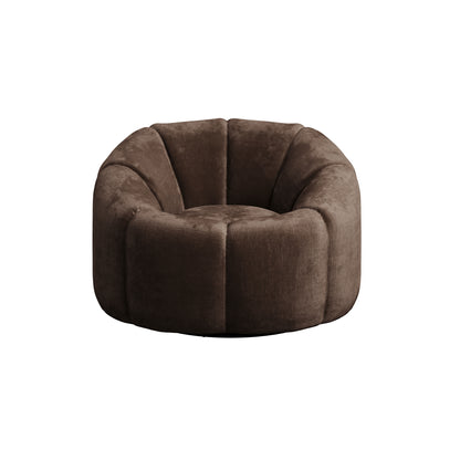 Round brown boucle accent chair