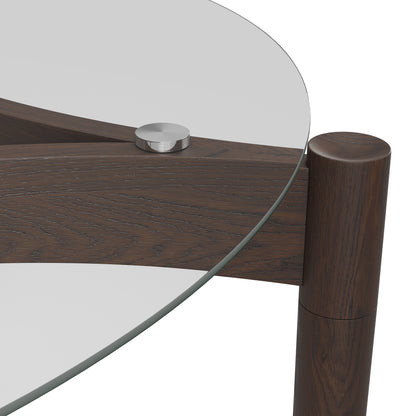Modern wooden table with Round glass top 