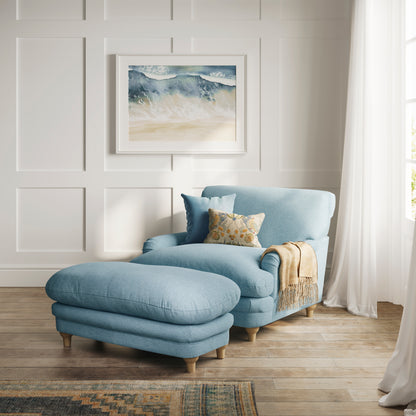 Surrey Footstool Duck Egg Blue Weave