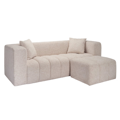 Soft Beige Chenille Pouffe stool