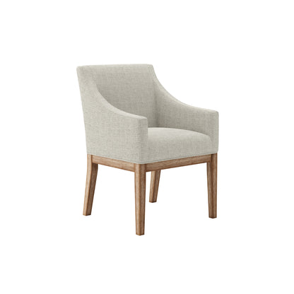 Linen beige dining chair with wooden legs