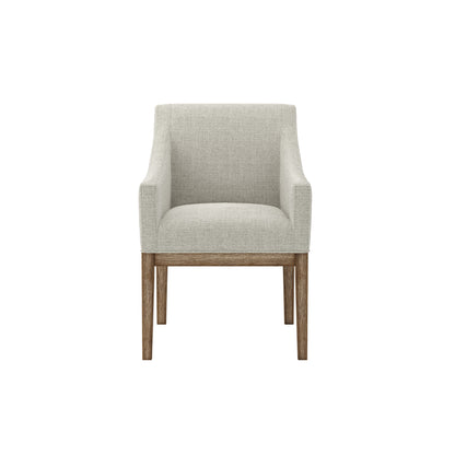 Linen beige dining chair with wooden legs