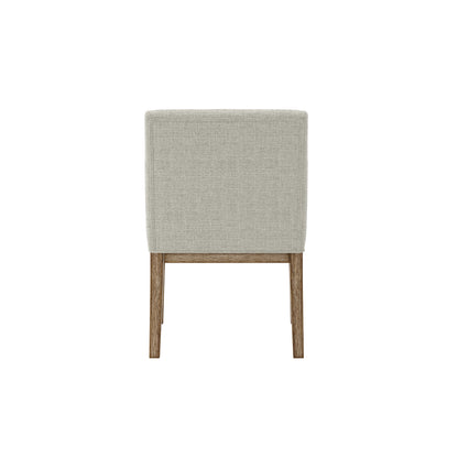 Linen beige dining chair with wooden legs