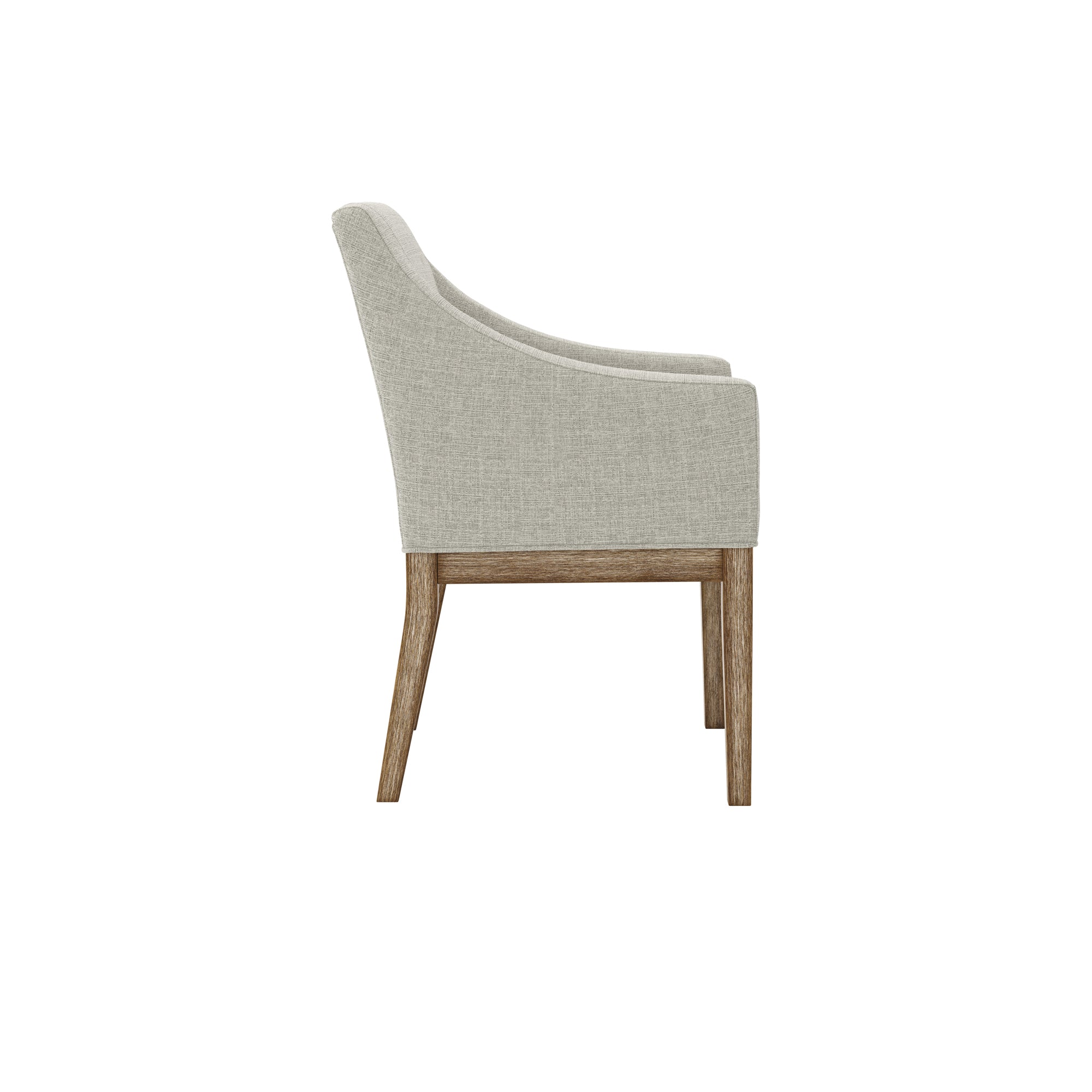 Linen beige dining chair with wooden legs