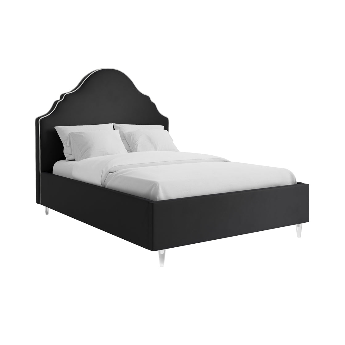 Black Velvet Ornate Double Bed