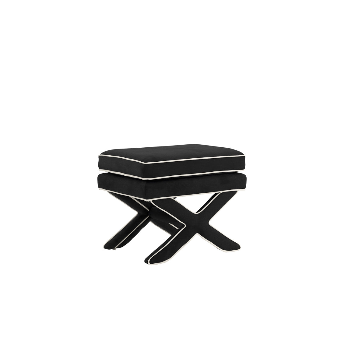 Black Velvet X shaped Stool