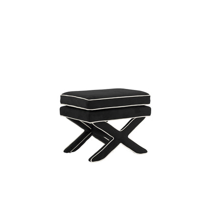 Black Velvet X shaped Stool