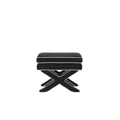 Black Velvet X shaped Stool