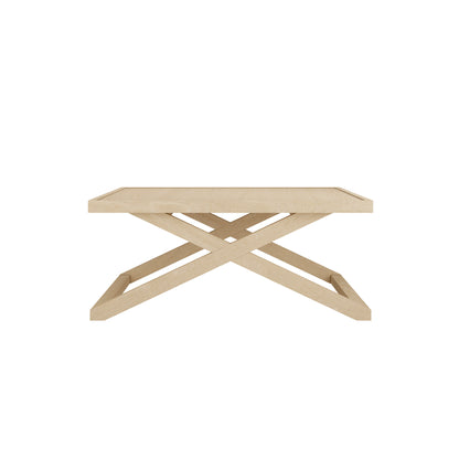 Small blonde wooden square table