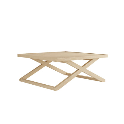 Small blonde wooden square table