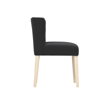 Dark grey linen chair with wooden legs