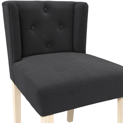 Dark grey linen chair with wooden legs