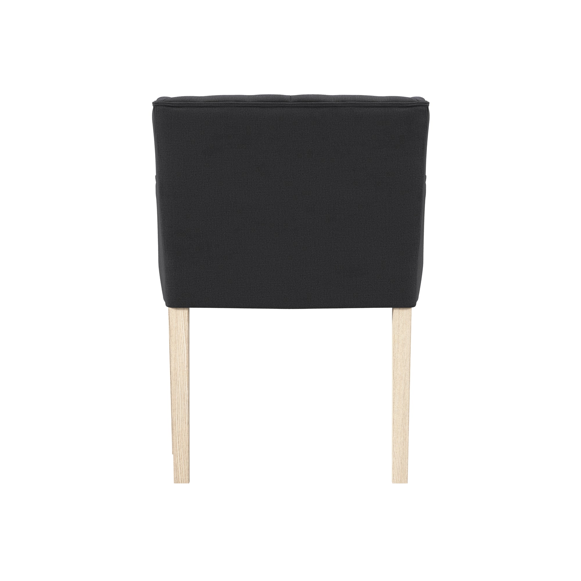 Dark grey linen chair with wooden legs