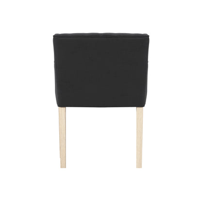 Dark grey linen chair with wooden legs