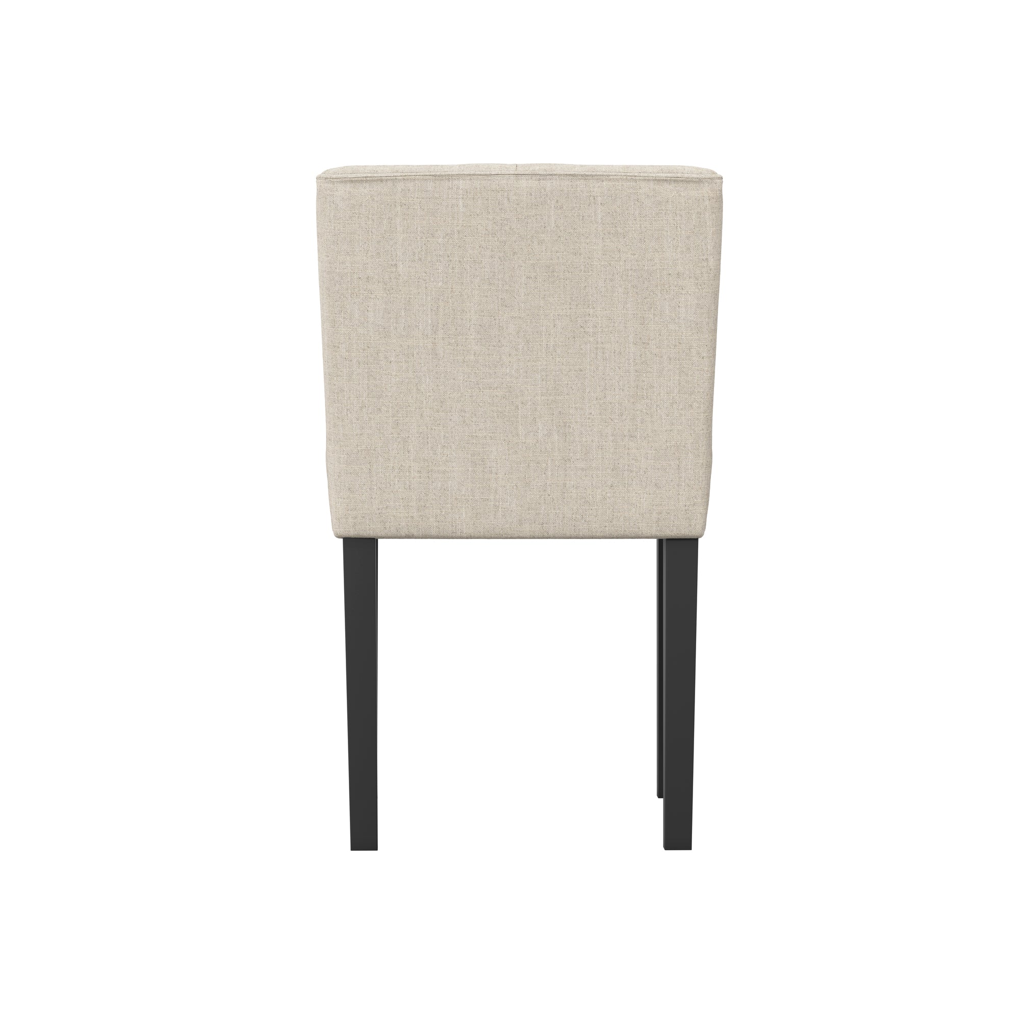 Beige linen dining with black legs