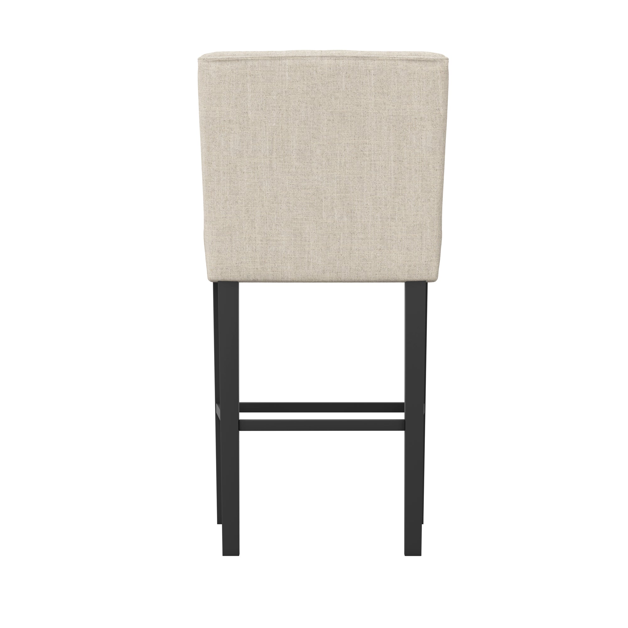 Beige linen wing backed stool with black legs