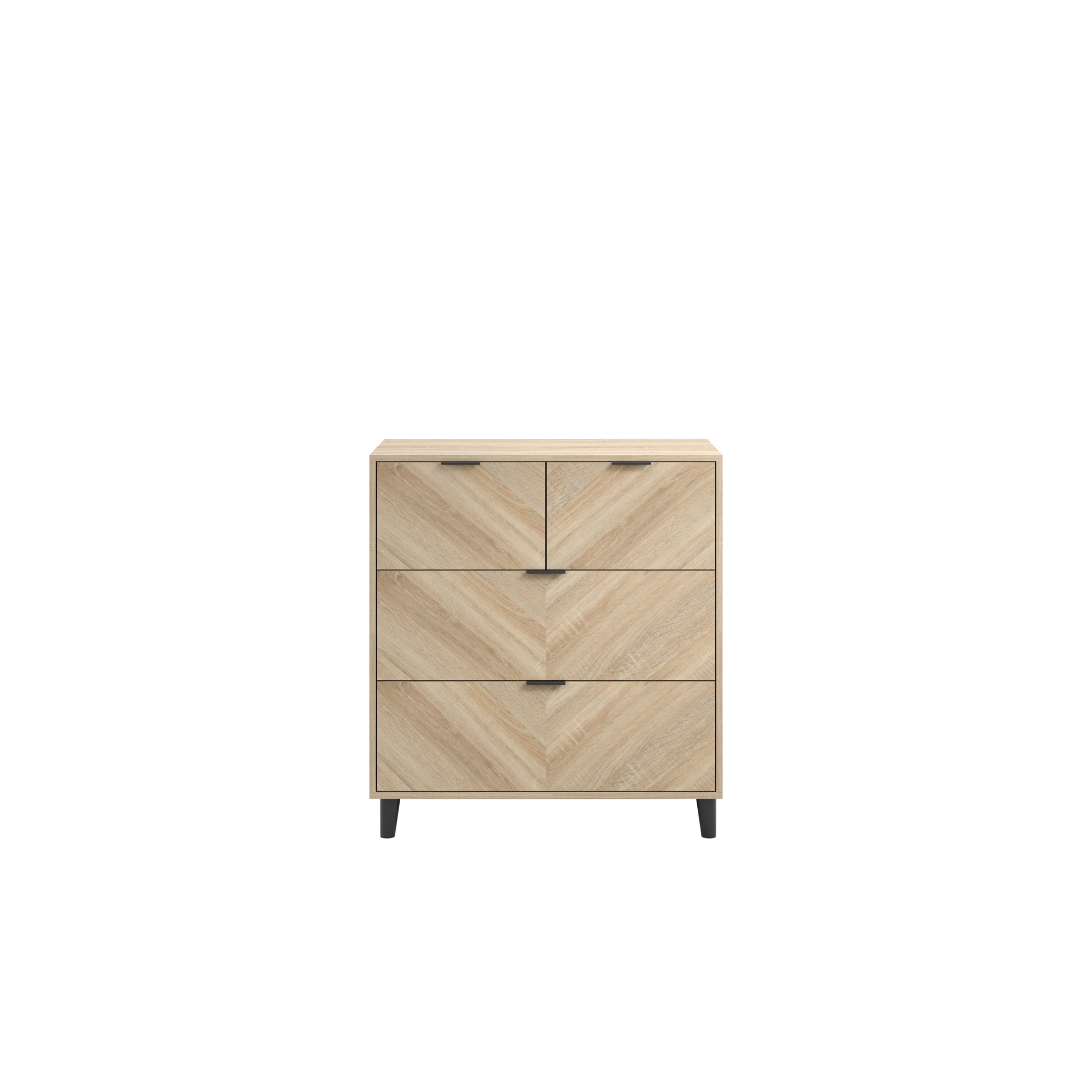 Chevron pattern chest of drawers in oak 