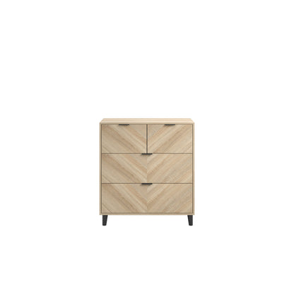 Chevron pattern chest of drawers in oak 